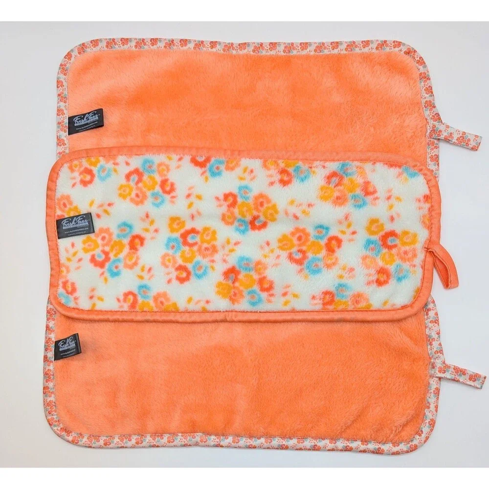 Set Of 3 Fresh Face Makeup Remover Towels Coral Orange Floral Campenelli